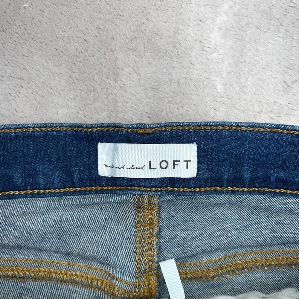 LOFT Cropped Button Fly Skinny Jeans Women's 27/4 High Waist Distressed Stretch - Picture 6 of 13